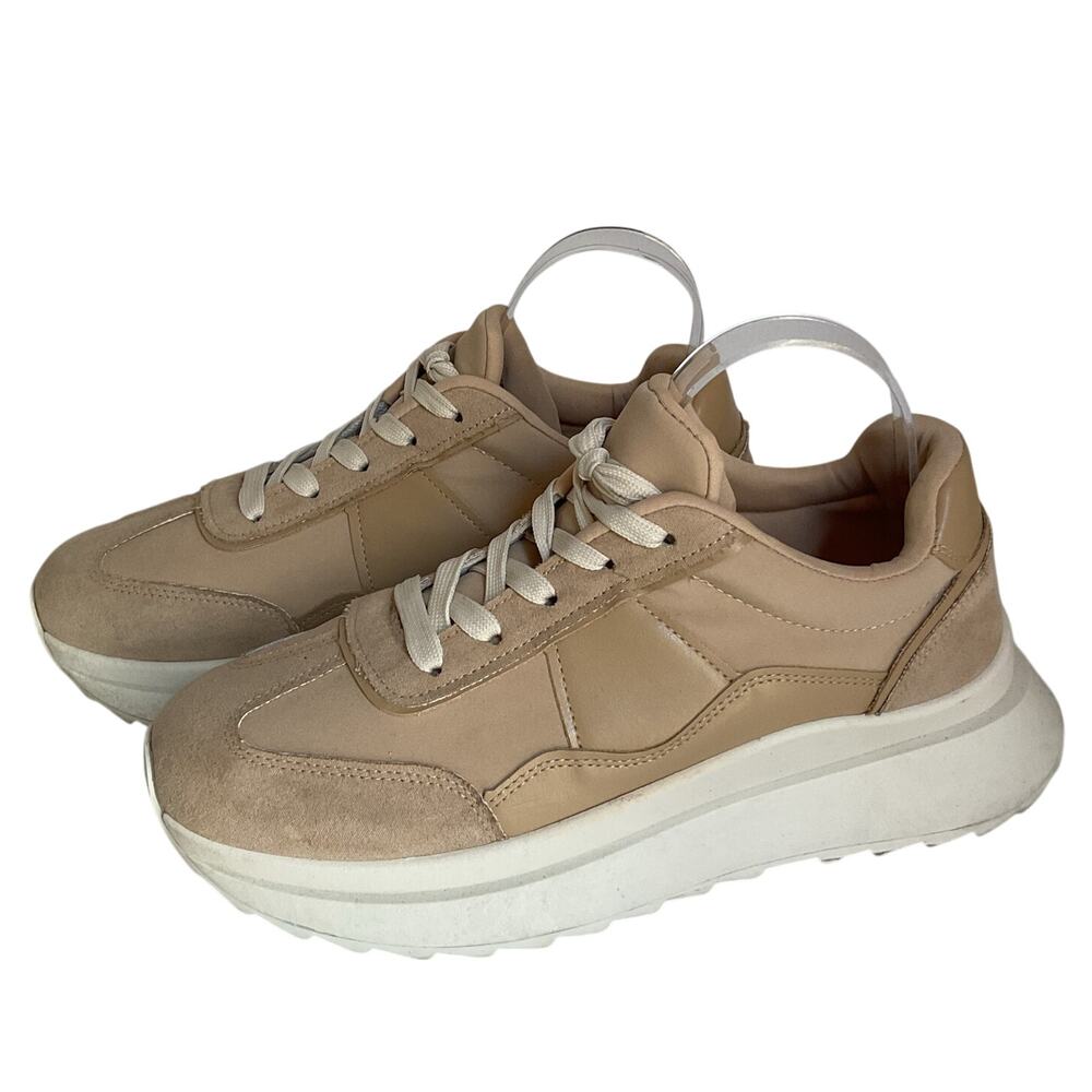 Madden Girl Chunky Platform Sneakers Beige Neutral Colorblock Casual Shoes Sz 10